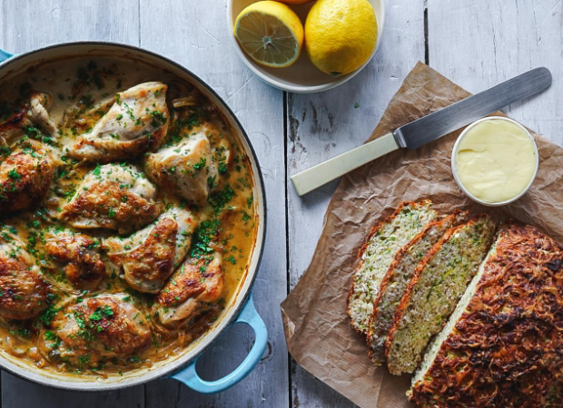 French Dijon chicken with cheddar and courgette quick bread - Food24