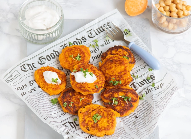 Sweet potato and chickpea fritters