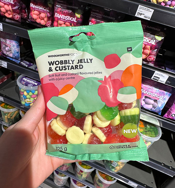 Woolworths wobbly jelly and custard sweets